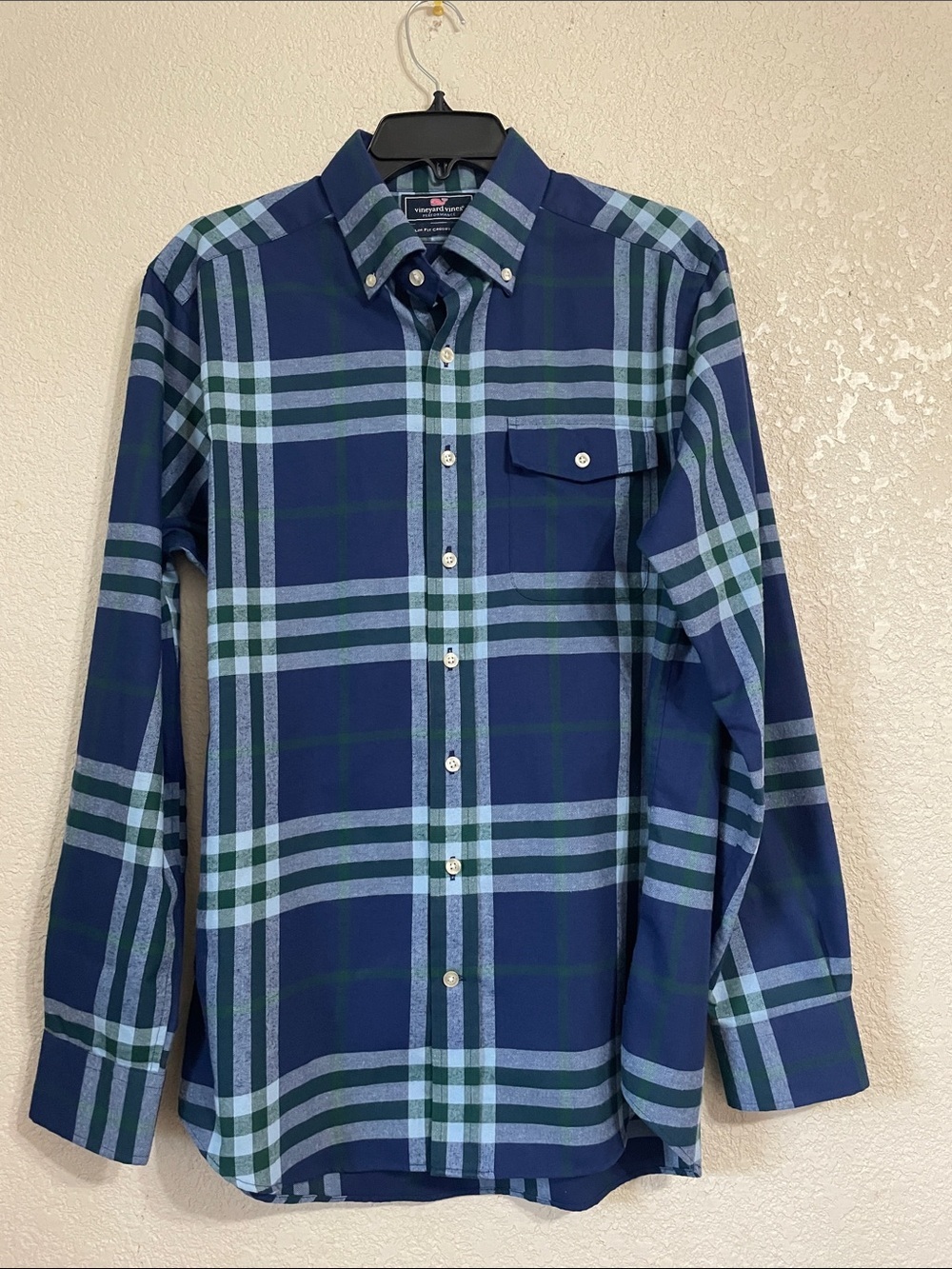 Men’s Vineyard Vines Blue and Green Plaid Shirt